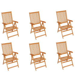 Chaises de jardin 6 pcs avec coussins vert Bois de teck massif