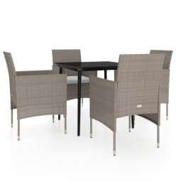 Mobilier de salle à manger de jardin coussins 5 pcs Beige/noir