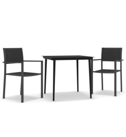 Ensemble de salle à manger de jardin 3 pcs Noir