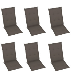 Chaises de jardin 6 pcs avec coussins taupe Bois de teck