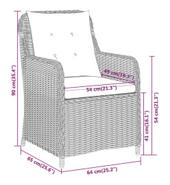 Ensemble de salle à manger de jardin 3 pcs Marron