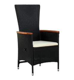 Mobilier de salle à manger de jardin avec coussins 3 pcs Noir