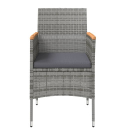 Mobilier à dîner d'extérieur avec coussins 3 pcs Gris et noir