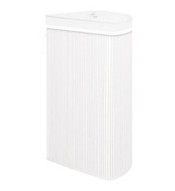 Panier à linge d'angle Bambou Blanc 60 L