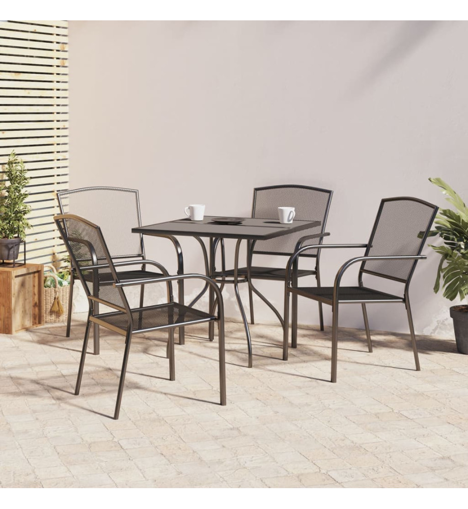 Ensemble de salle à manger de jardin 5 pcs anthracite acier