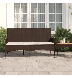 Banc de jardin à 3 places avec coussins Marron Résine tressée