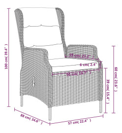 Ensemble de salle à manger de jardin 5 pcs Marron