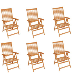 Chaises de jardin 6 pcs avec coussins beige Bois de teck