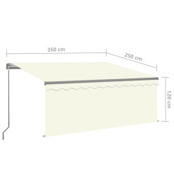 Auvent rétractable manuel avec store 3,5x2,5 m Crème