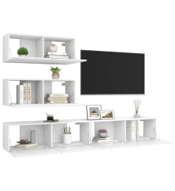 Ensemble de meuble TV 4 pcs Blanc Aggloméré