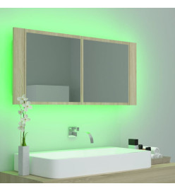 Armoire à miroir à LED de bain Chêne sonoma 100x12x45 Acrylique