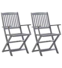 Chaises pliables d'extérieur 2 pcs avec coussins Bois d'acacia