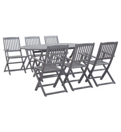 Mobilier à dîner de jardin 7 pcs Bois d'acacia massif Gris