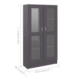 Armoire à vitrine Gris 82,5x30,5x150 cm Aggloméré