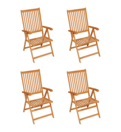 Chaises de jardin 4 pcs avec coussins vert Bois de teck