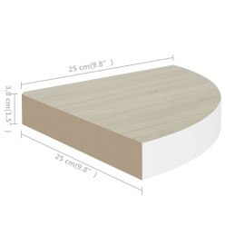 Étagère d'angle murale Chêne et blanc 25x25x3,8 cm MDF