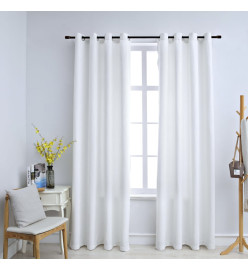 Rideau occultant et anneaux en métal 2pcs Blanc cassé 140x245cm