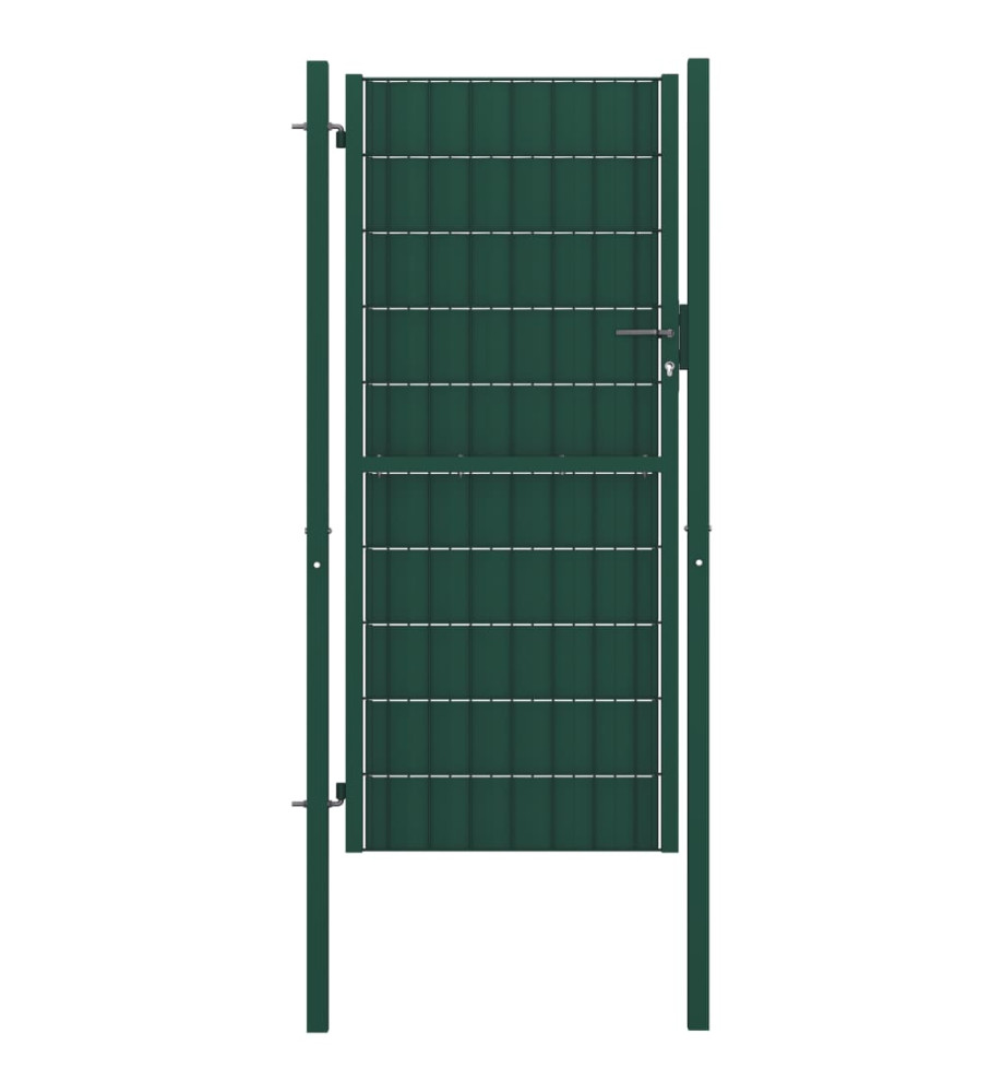 Portail de clôture PVC et acier 100x124 cm Vert