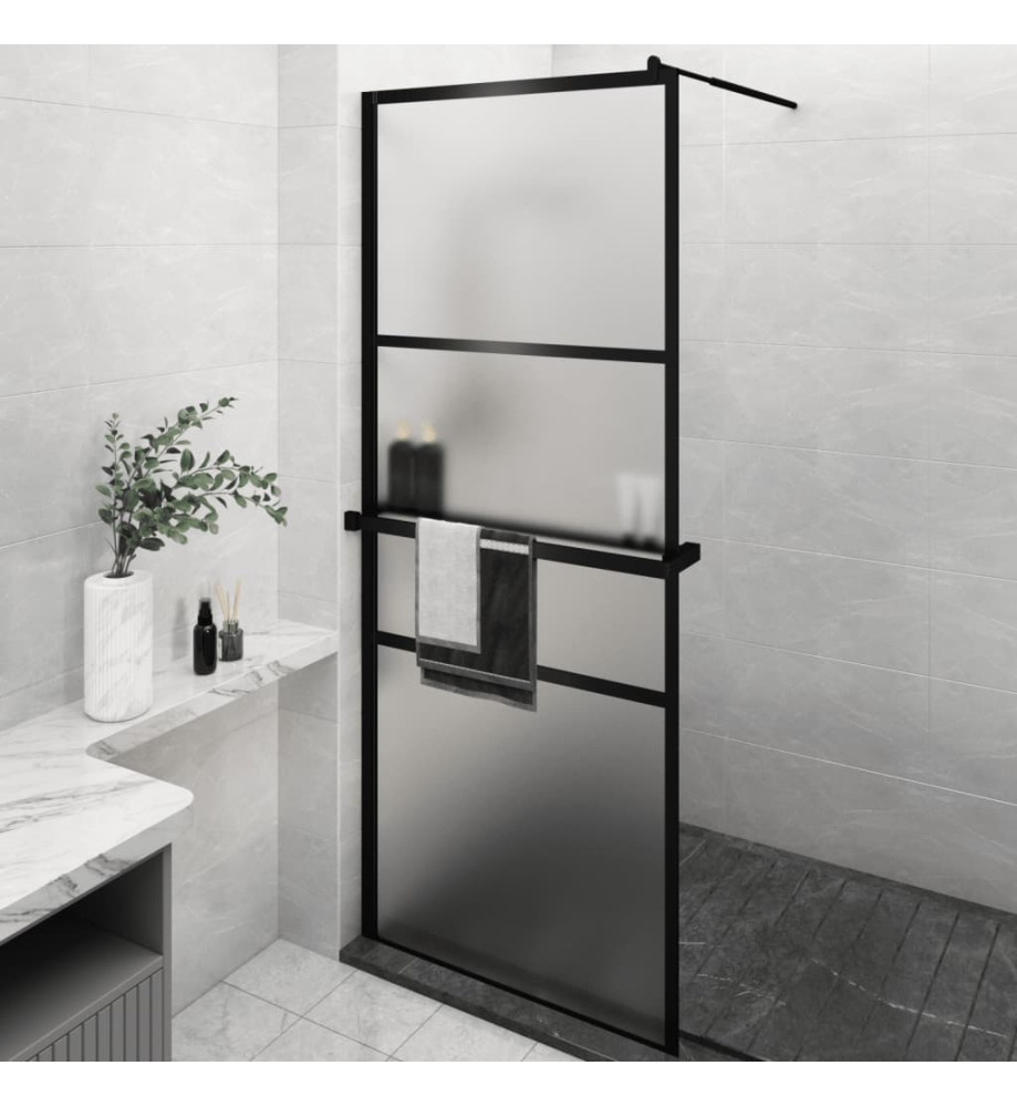 Paroi de douche avec étagère Noir 80x195 cm Verre ESG&Aluminium