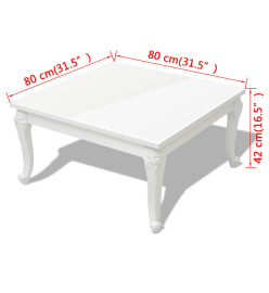 Table basse 80 x 80 x 42 cm Laquée Blanc