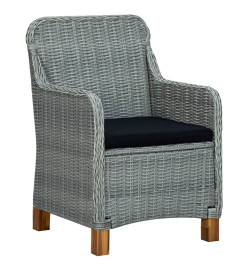 Mobilier à dîner 9 pcs avec coussins Résine tressée Gris clair