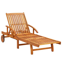 Chaise longue de jardin avec coussin Bois d'acacia solide