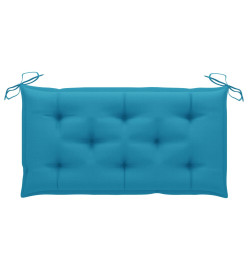 Banc de jardin avec coussin bleu clair 112 cm Bois de teck