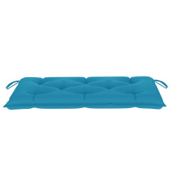 Banc de jardin avec coussin bleu clair 112 cm Bois de teck