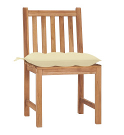 Chaises de jardin 2 pcs avec coussins Bois de teck massif