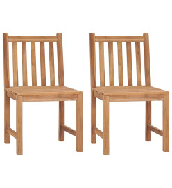 Chaises de jardin 2 pcs avec coussins Bois de teck massif