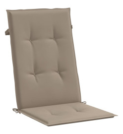 Coussins de chaise de jardin dossier haut lot de 4 taupe tissu