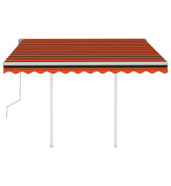 Auvent manuel rétractable avec poteaux 3x2,5 m Orange et marron