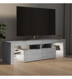 Meuble TV avec lumières LED Gris béton 140x36,5x40 cm