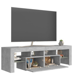 Meuble TV avec lumières LED Gris béton 140x36,5x40 cm