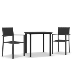 Ensemble de salle à manger de jardin 3 pcs Noir