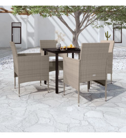 Mobilier de salle à manger de jardin coussins 5 pcs Beige/noir