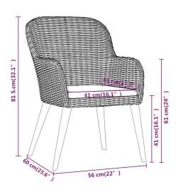 Mobilier de salle à manger de jardin et coussins 5 pcs Marron