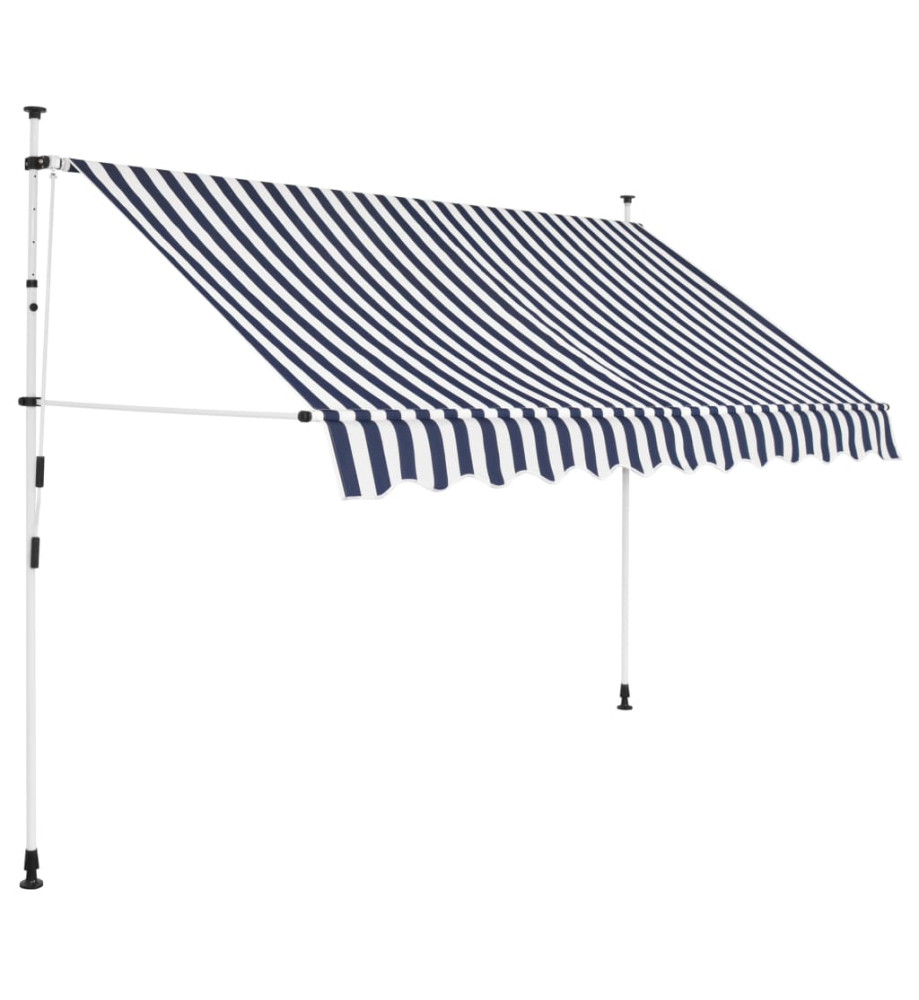 Auvent rétractable manuel 250 cm Rayures bleues et blanches