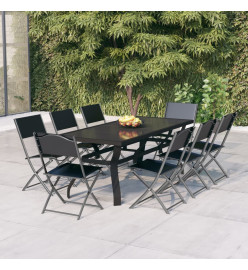 Ensemble de salle à manger de jardin 9 pcs Gris et noir