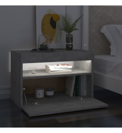 Tables de chevet avec lumières LED 2 pcs gris béton 60x35x40 cm