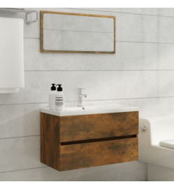 Ensemble de meubles de salle de bain 2 pcs Chêne fumé