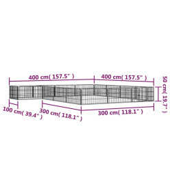 Parc pour chien 16panneaux Noir 100x50cm Acier enduit de poudre