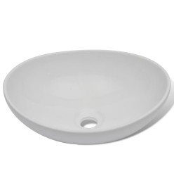 Lavabo de salle de bain avec mitigeur Céramique Ovale Blanc