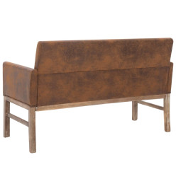 Banc avec accoudoir 140 cm Marron Similicuir daim