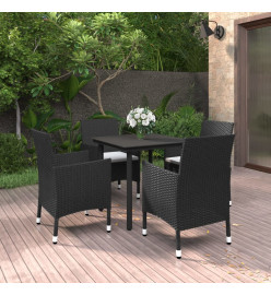 Mobilier à dîner de jardin coussins 5 pcs Résine tressée Verre