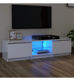 Meuble TV avec lumières LED blanc brillant 140x40x35,5 cm