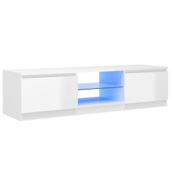 Meuble TV avec lumières LED blanc brillant 140x40x35,5 cm