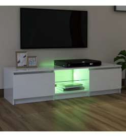 Meuble TV avec lumières LED blanc brillant 140x40x35,5 cm