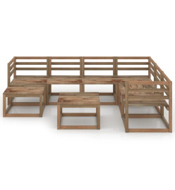 Salon de jardin 8 pcs Marron Bois de pin imprégné