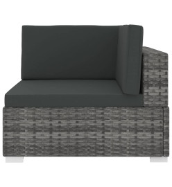 Chaise d'angle 1 pc et coussins Résine tressée Gris